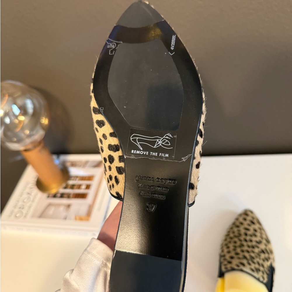NWOB Jenni Kayne Black and Tan Leopard Print Mules - Picture 4 of 6